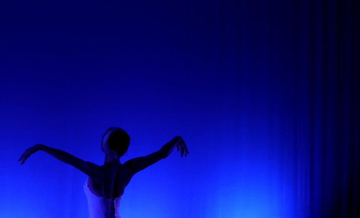 A ballerina from Kyiv City ballet performs on stage during the opening night gala performance at York Theatre Royal in York (REUTERS)