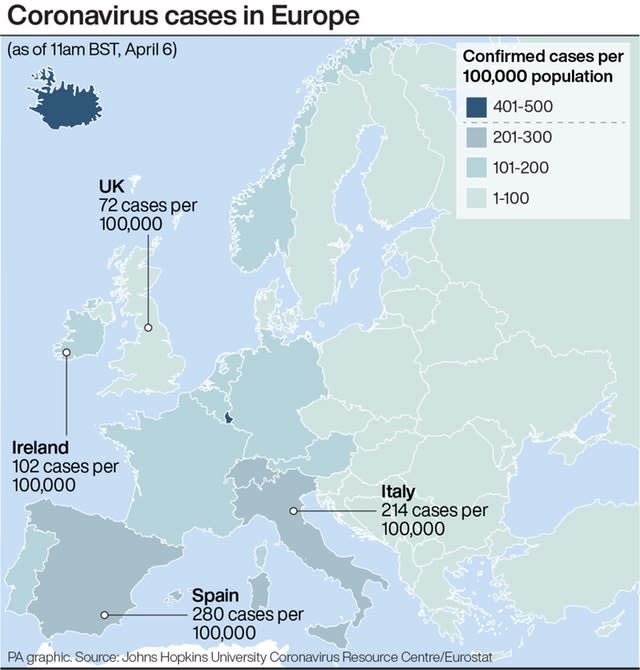 Coronavirus cases in Europe