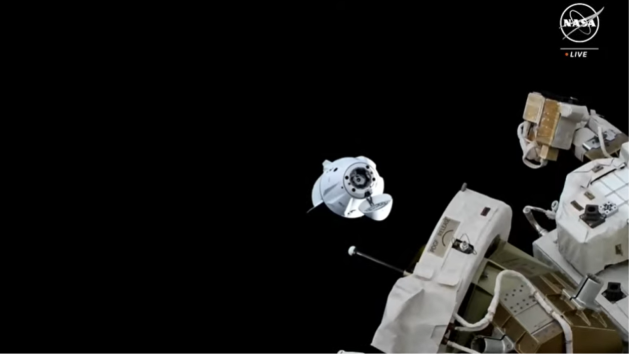  Dragon approaches the ISS during a redocking mission on May 2. 