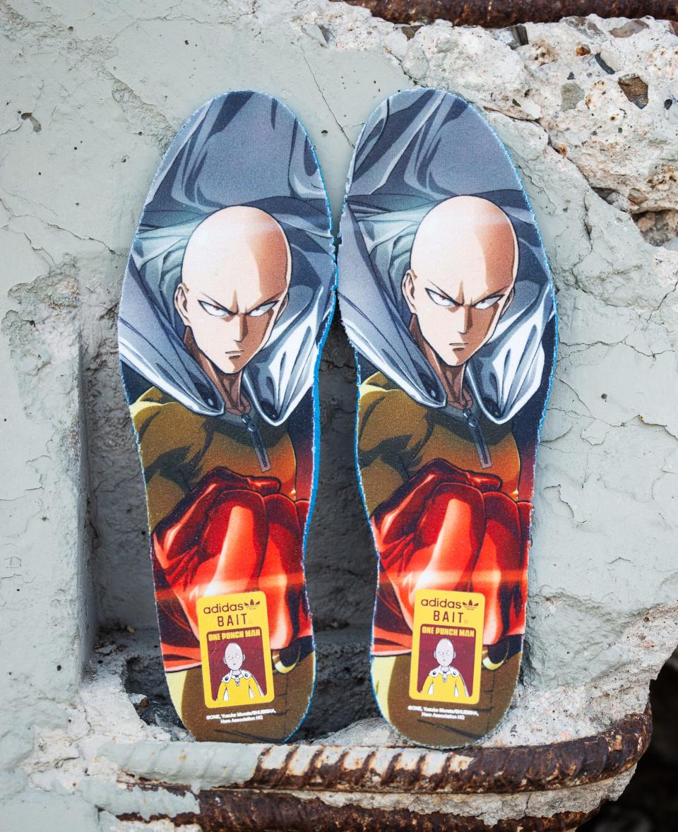 The insole of the Bait x ‘One Punch Man’ Adidas Montreal. - Credit: Courtesy of Bait