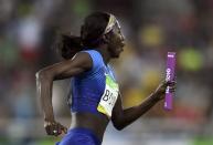 2016 Rio Olympics - Athletics - Final - Women's 4 x 100m Relay Final - Olympic Stadium - Rio de Janeiro, Brazil - 19/08/2016. Tori Bowie (USA) of USA competes. REUTERS/Dylan Martinez