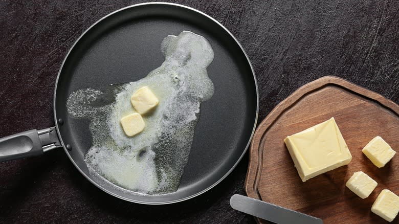 butter meting in pan 