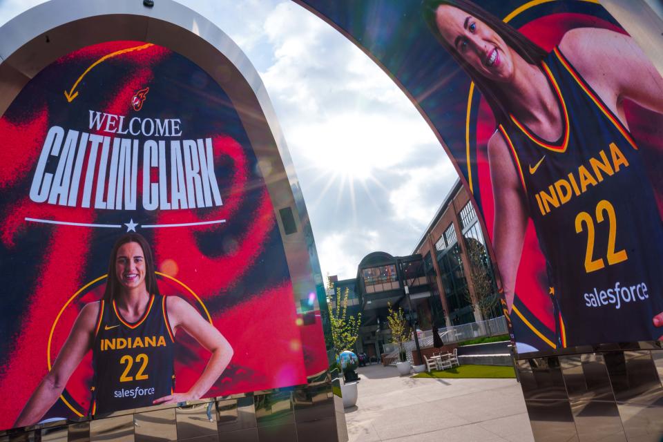 A press conference welcoming Indiana Fever player Caitlin Clark is held Wednesday, April 17, 2024, at Gainbridge Fieldhouse in Indianapolis