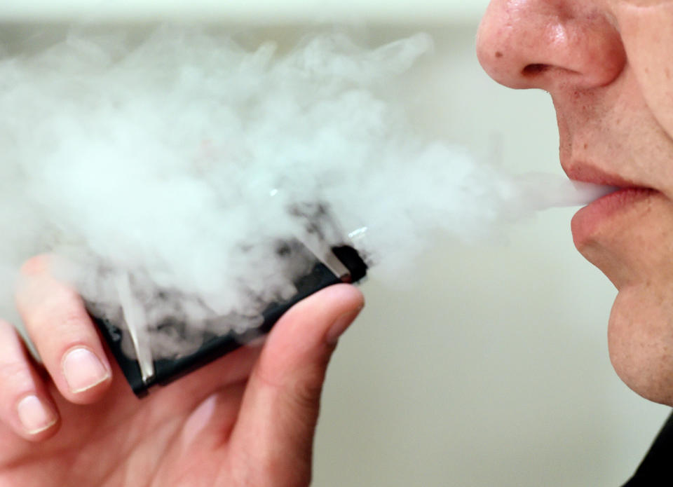 Stock photo of a man exhaling whilst using a vaping product. PA Photo. Picture date: Friday February 21, 2020. Photo credit should read: Nick Ansell/PA Wire (Photo by Nick Ansell/PA Images via Getty Images)