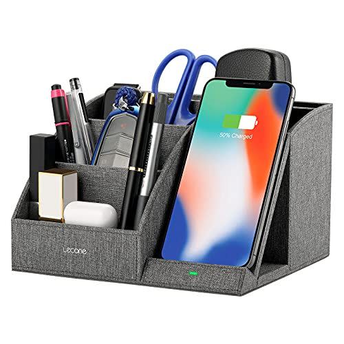 6) Fast Wireless Charger with Desk Organizer