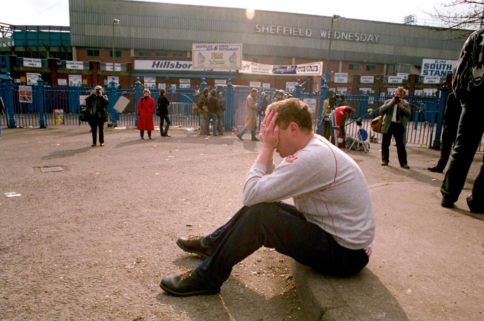 Fan in despair after the Hillsborough Disaster  (Photo by Phil O'Brien/EMPICS via Getty Images)