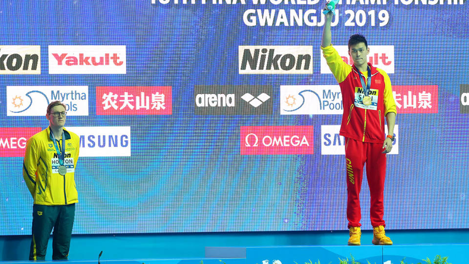 Mack Horton refused to take the podium with Sun Yang after the 400m final. (Photo by Maddie Meyer/Getty Images)