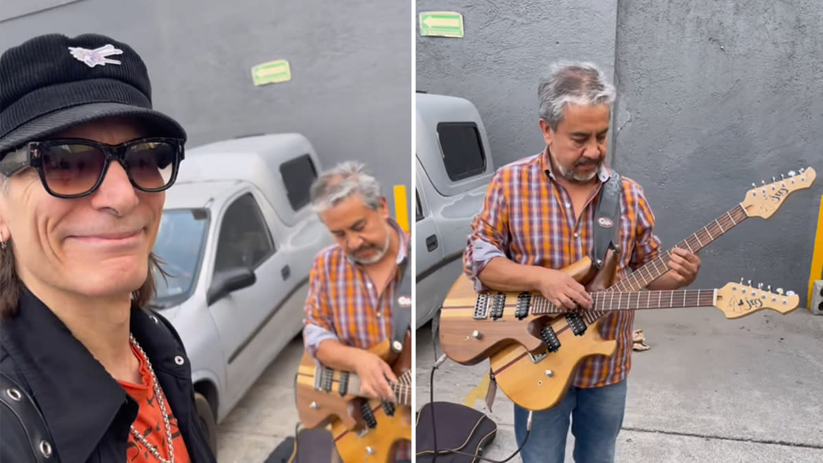  Steve Vai watching street performer Rafael Flores 