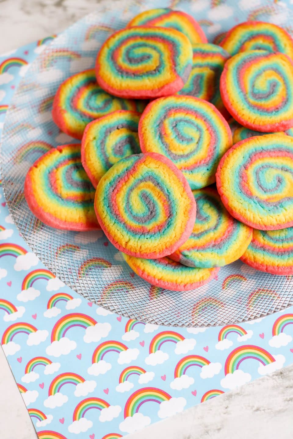 13) Rainbow Swirl Cookies