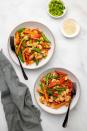 <p>Stir fries are perfect for those weeknights when you just don't have the energy to cook up something that needs a lot of prep. This one is centered on shrimp, which is considered to be a "lean protein" since it is <a href="https://fdc.nal.usda.gov/fdc-app.html#/food-details/452111/nutrients" rel="nofollow noopener" target="_blank" data-ylk="slk:so low in fat;elm:context_link;itc:0;sec:content-canvas" class="link ">so low in fat</a> (4 ounces has 2 grams of fat). The bright carrots, peppers, and snow peas provide amazing color and a subtle sweetness, while the rice vinegar add a pleasant sour flare. It's so easy, you can have dinner made in 25 minutes.</p><p><em><a href="https://diabetesstrong.com/keto-shrimp-stir-fry/" rel="nofollow noopener" target="_blank" data-ylk="slk:Get the recipe for Keto Shrimp Stir Fry from Diabetes Strong »;elm:context_link;itc:0;sec:content-canvas" class="link ">Get the recipe for Keto Shrimp Stir Fry from Diabetes Strong »</a></em></p>