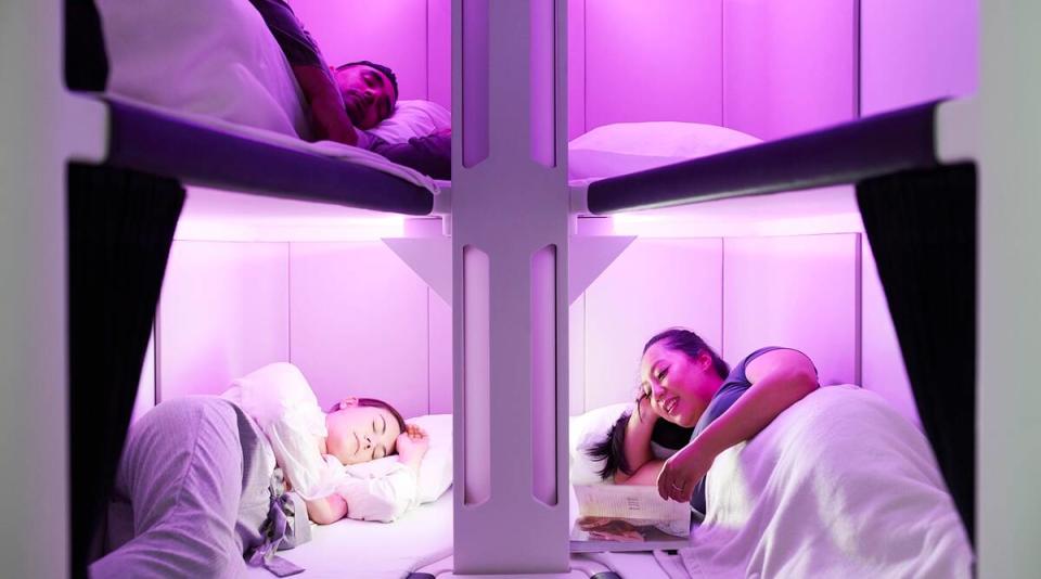 Skynest is a lie-down product available to Economy and Premium Economy guests (Photo: Air New Zealand)