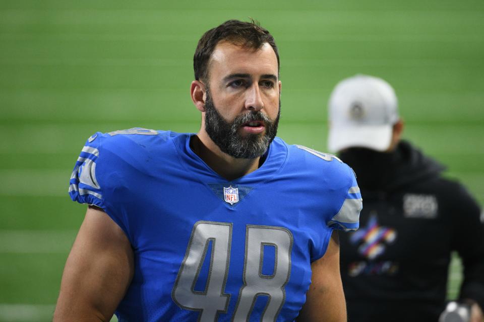 Don Muhlbach, seen here after a 2020 game, has been released by the Detroit Lions