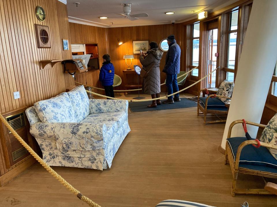 The sun deck on the Royal Yacht Britannia.