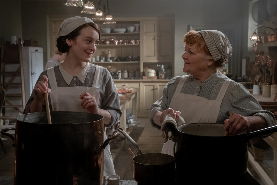 4178_D005_00085_RC2
Sophie McShera stars as Daisy and Lesley Nicol stars as Mrs. Patmore in DOWNTON ABBEY: A New Era, a Focus Features release.  
Credit: Ben Blackall / Â© 2021 Focus Features, LLC
