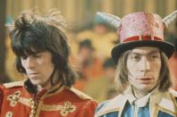 <p>Keith Richards (left) and Charlie Watts from The Rolling Stones pose on the set of the Rolling Stones Rock and Roll Circus at Intertel TV Studio in Wembley, London on 11th December 1968.</p>