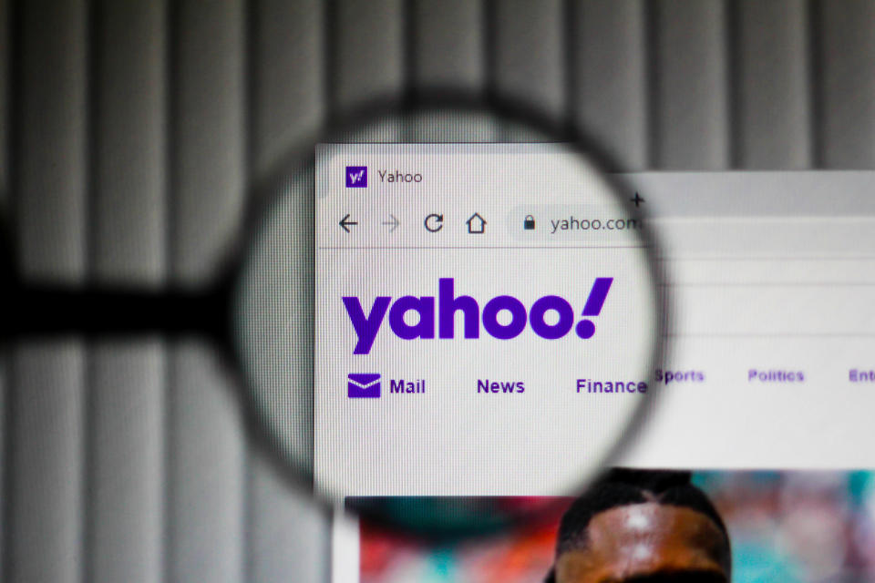 In this illustration the homepage of the Yahoo website is seen displayed on the computer screen through a magnifying glass. Photo: Rafael Henrique/SOPA Images/LightRocket via Getty Images