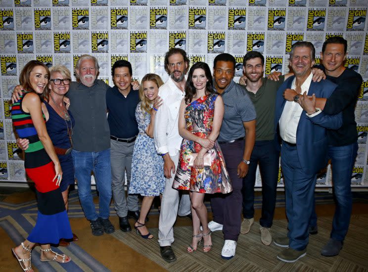 Bree Turner, Producer Lynn Kouf, Exec Producer Jim Kouf, Reggie Lee, Claire Coffee, Silas Weir Mitchell, Bitsie Tulloch, Russell Hornsby, David Giuntoli, Exec Producer David Greenwalt, Sasha Roiz at Comic-Con 2016 (Photo by: Mark Davis/NBC)