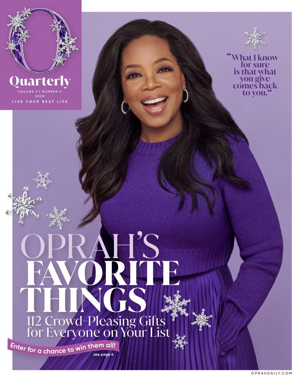 Oprah Winfrey returns for the holiday season with her 2023 Favorite Things list, featured in O, Quarterly magazine.
