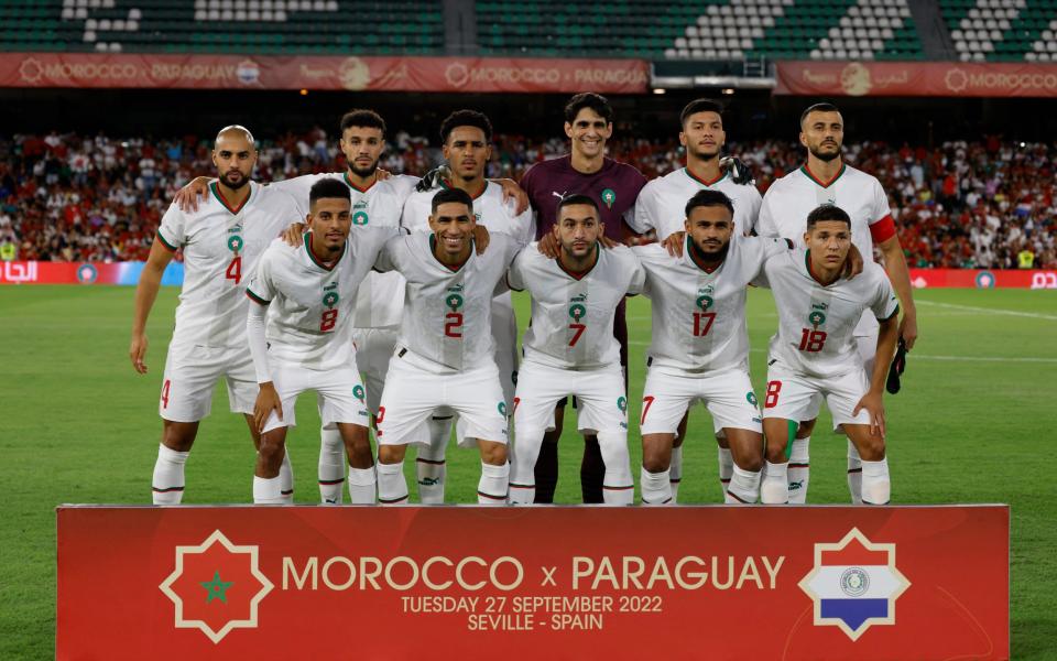 The Moroccan football team line up ahead of a friendly against Paraguay in September - Morocco World Cup 2022 squad list, fixtures and latest odds