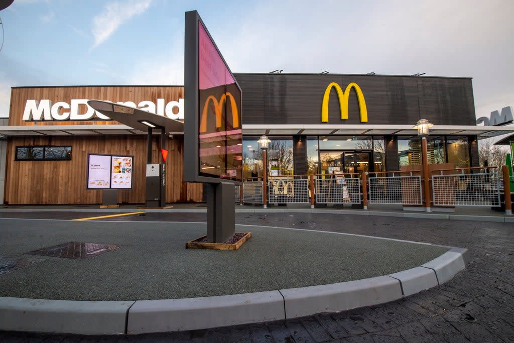 The new McDonald’s ‘net zero carbon’ restaurant at Market Drayton, Shropshire (Anthony Devlin/PA)