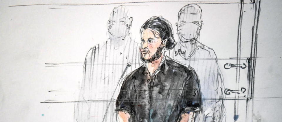 Croquis représentant Salah Abdeslam au premier jour du procès des attentats du 13 novembre 2015.  
