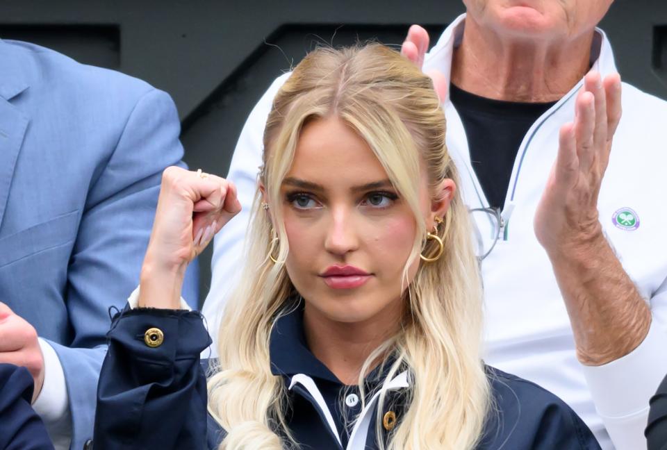 LONDON, ENGLAND - JULY 08: Morgan Riddle attends day eight of the Wimbledon Tennis Championships at the All England Lawn Tennis and Croquet Club on July 08, 2024 in London, England. (Photo by Karwai Tang/WireImage)