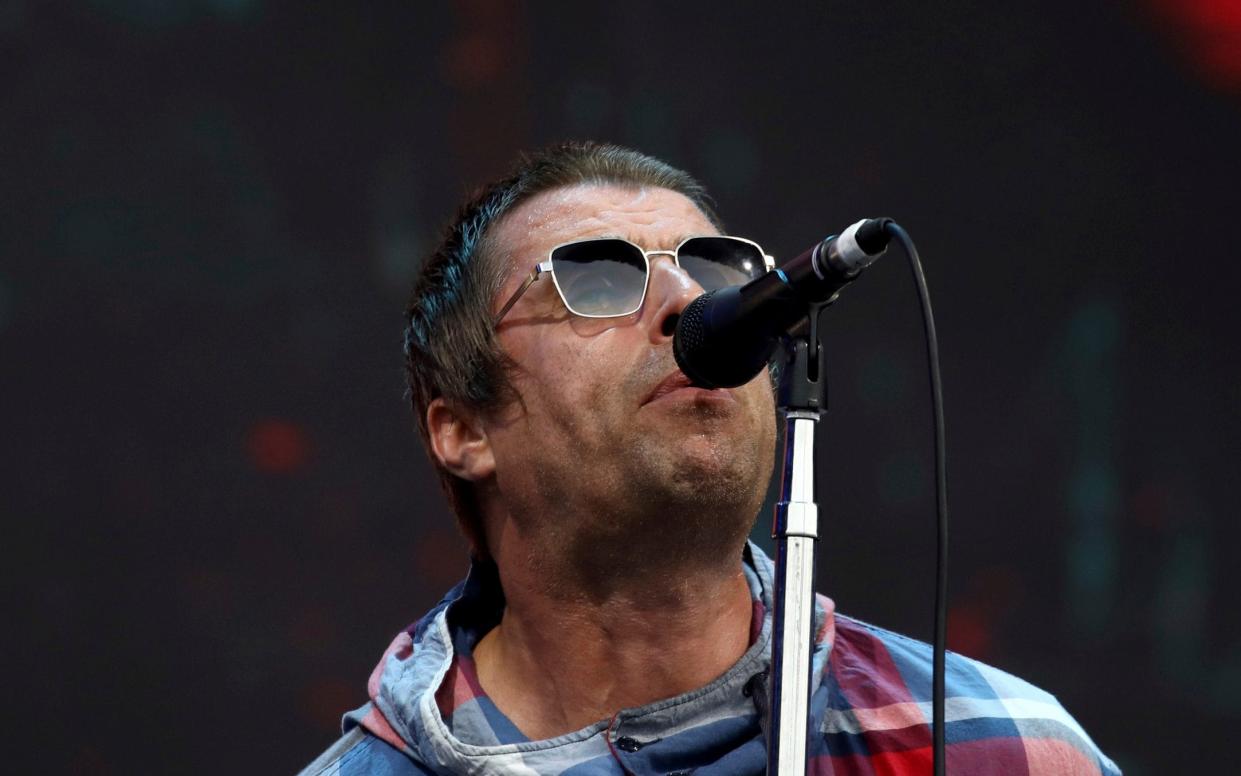 Singer Liam Gallagher performs on the Pyramid Stage on the fourth day of the Glastonbury Festival - Invision