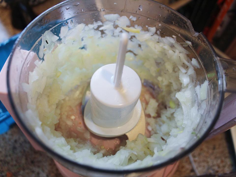 diced onion in a food processor