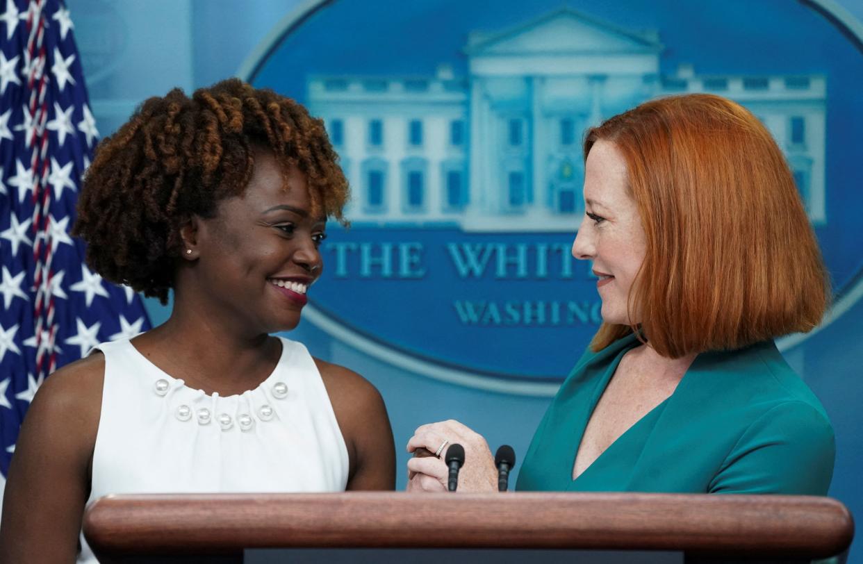 Karine Jean-Pierre, left, with Jen Psaki