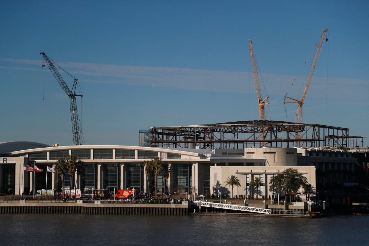 Work continues on the expansion of the Savannah Convention Center on Hutchinson Island.