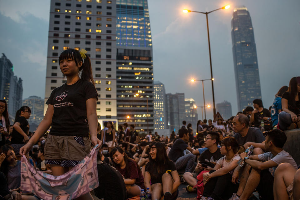 Protesters relax on the streets outside the Hong Kong Government Complex on September 30, 2014 in Hong Kong, Hong Kong. (Chris McGrath/Getty Images)