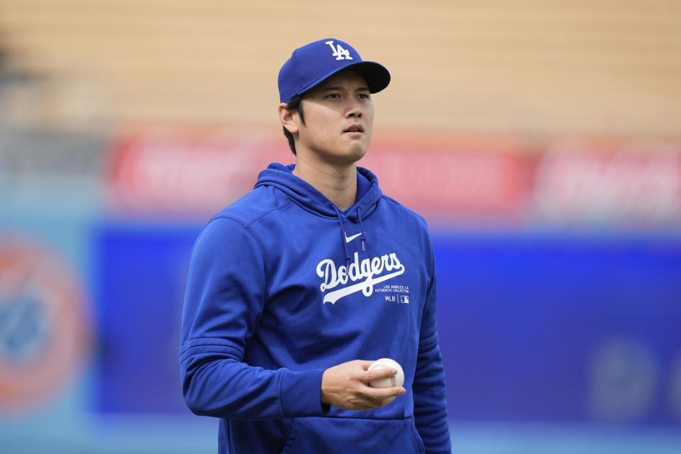 美國職棒大聯盟MLB洛杉磯道奇隊總教練羅伯茲（Dave Roberts）表示，少了水原在身旁，他看見大谷（圖）正努力走出舒適圈，更深入與隊友交流。（美聯社資料照）