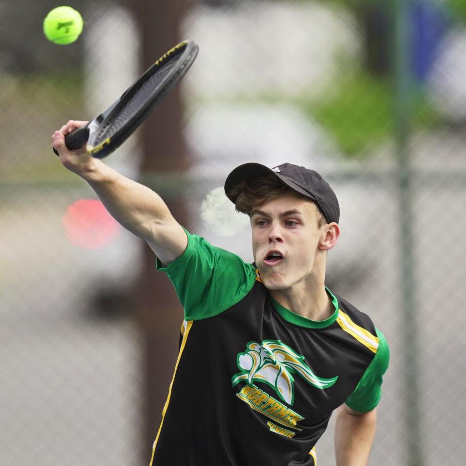 Bryan Santos got a victory Thursday as part of a doubles duo with teammate Kaiden Dalby.