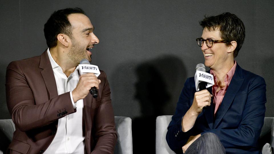 NEW YORK, NEW YORK - AUGUST 02: Ramin Setoodeh, Co-Editor-In-Chief, Variety, and Rachel Maddow (R) speak onstage during the Variety & Rolling Stone Truth Seekers Summit presented by SHOWTIME at Second Floor on August 02, 2023 in New York City. (Photo by Eugene Gologursky/Variety via Getty Images)