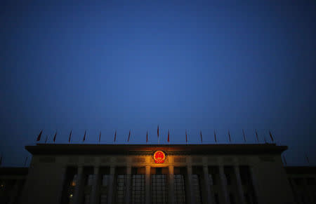 The Great Hall of the People, where the National People's Congress will be held is seen in Beijing, March 5, 2015. REUTERS/Carlos Barria