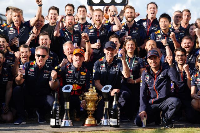 Christian Horner (middle) has overseen all of Red Bull's 19 years in Formula One