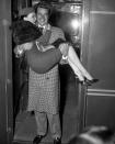 <p>The actress gets a lift from her new husband, as they arrive at New York's Penn Station, following their Scottsdale, Arizona wedding.</p>