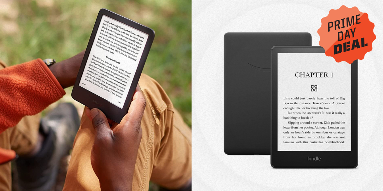 person reading outdoors on kindle