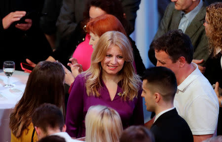 Slovakia's presidential candidate Zuzana Caputova waits for the election results at the party's headquarters in Bratislava, Slovakia, March 30, 2019. REUTERS/David W Cerny