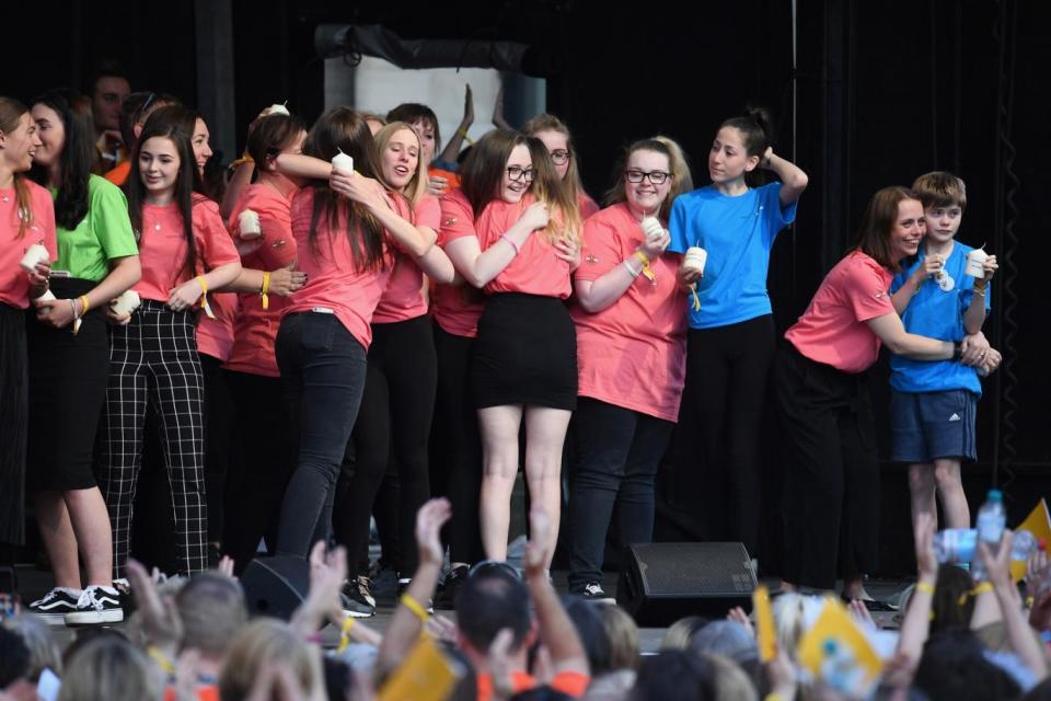 The Manchester Survivors Choir performs during the 'Manchester Together - With One Voice' (Getty Images)