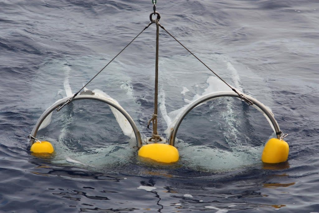 File: Nets deployed by the Tara schooner that is a part of the global Tara Oceans Consortium study, which was a source for the 35,000 water samples collected for the study  (V.Hilaire/Tara Expéditions)