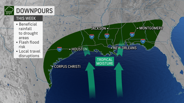 A tropical wave in the northern Gulf of Mexico is expected to bring rain to the Gulf Coast, even if it doesn't strengthen as it moves to the west June 28, 2022.