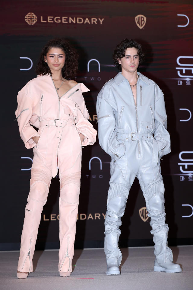 Zendaya Levels Up Red Carpet Jeans With a Dune-Worthy Sheer Corset