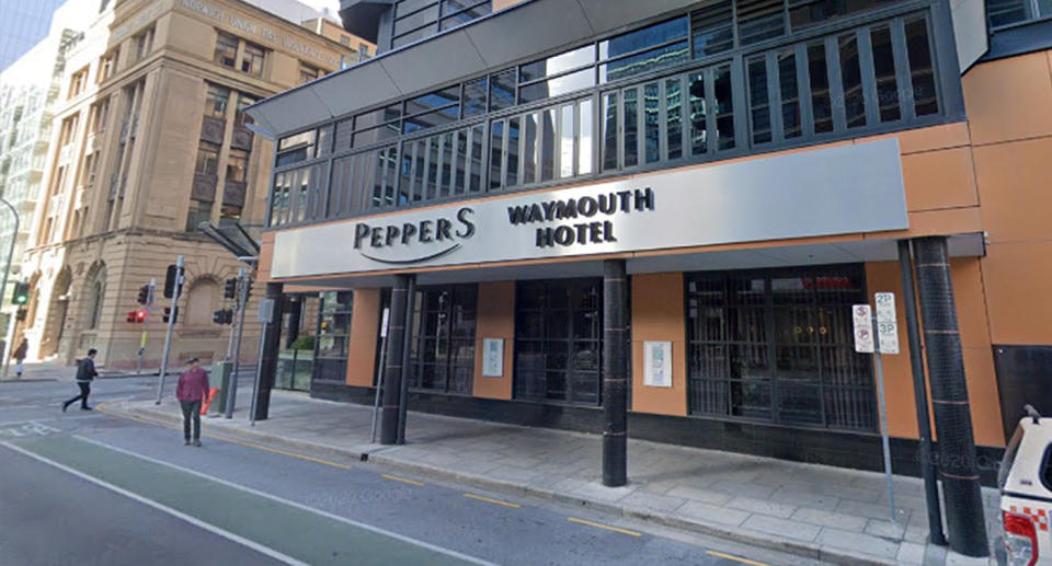 Peppers Hotel in Adelaide's CBD where the virus is believed to have leaked from. Source: Google Maps