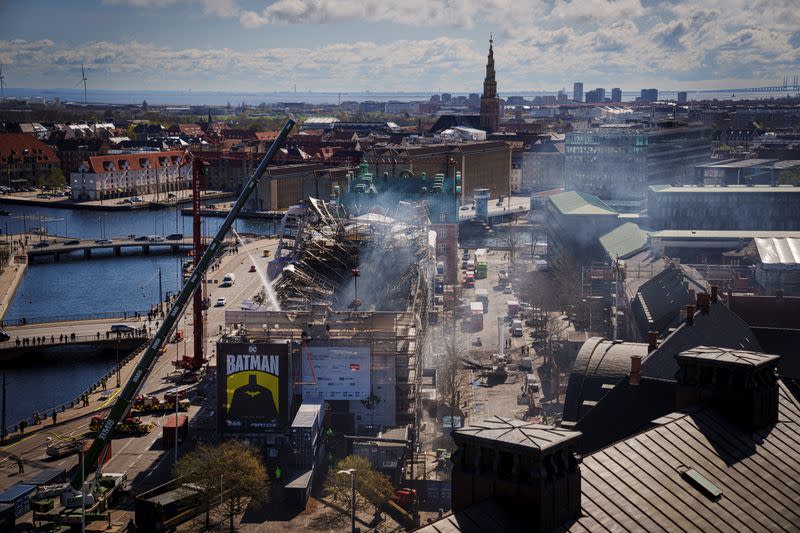 Fire engulfs Copenhagen's Old Stock Exchange