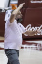 Auburn coach Bruce Pearl shouts during the first half of the team's NCAA college basketball game against Alabama, Tuesday, March 2, 2021, in Tuscaloosa, Ala. (AP Photo/Vasha Hunt)