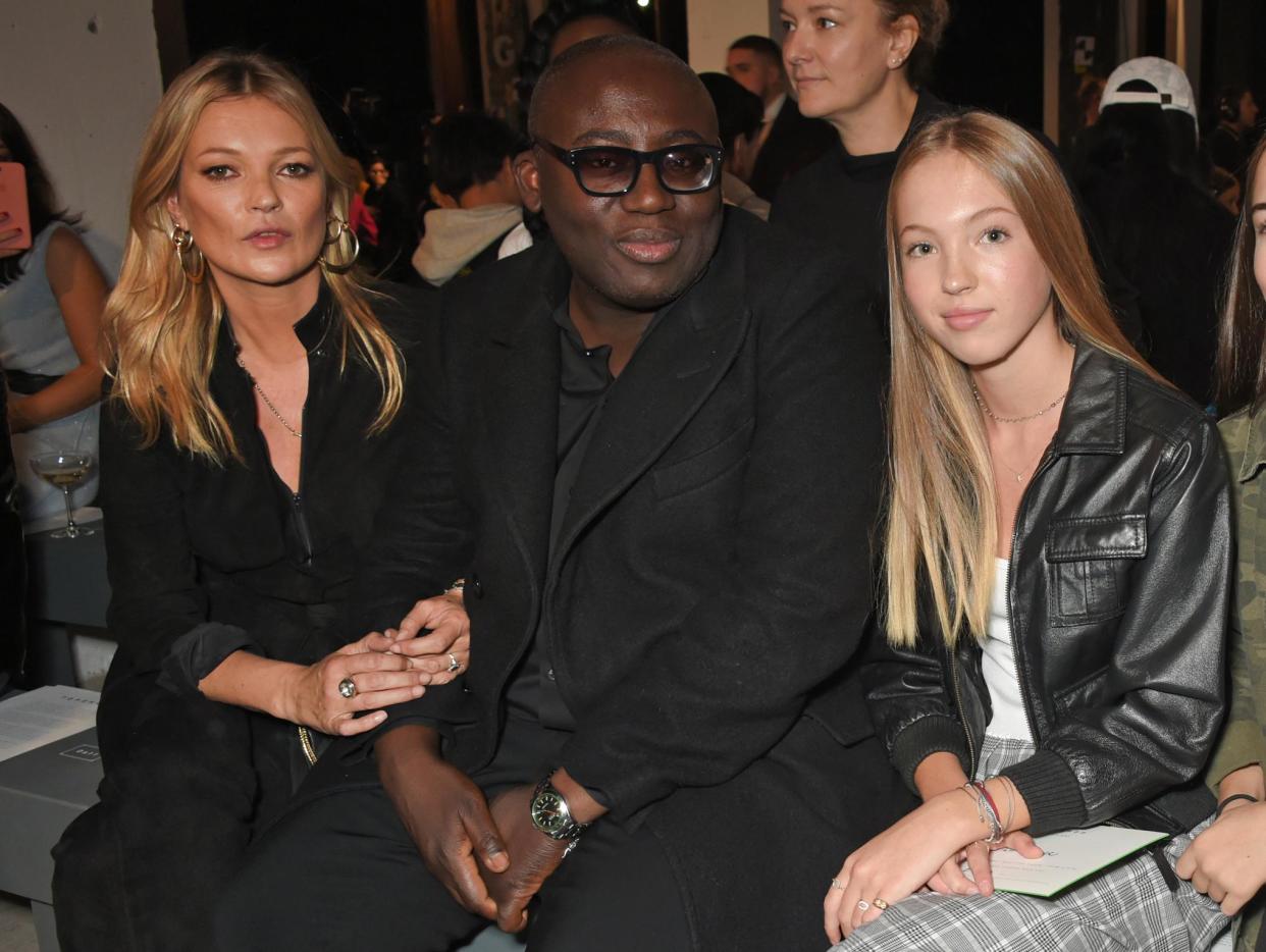 Edward Enninful with Kate Moss and her daughter Lila Grace at London Fashion Week: Dave Benett/Getty Images for TOP