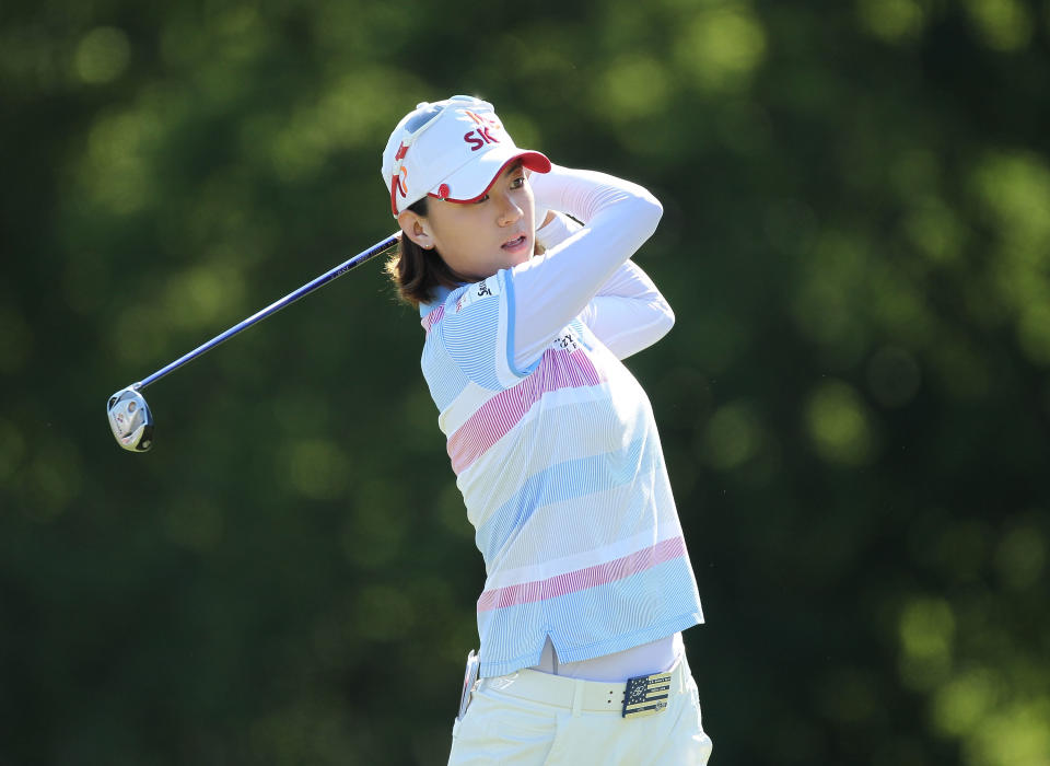 KOHLER, WI - JULY 08: Na Yeon Choi of South Korea hits her tee shot on the par 4 18th hole during the final round the 2012 U.S. Women's Open at Blackwolf Run on July 8, 2012 in Kohler, Wisconsin. (Photo by Andy Lyons/Getty Images)