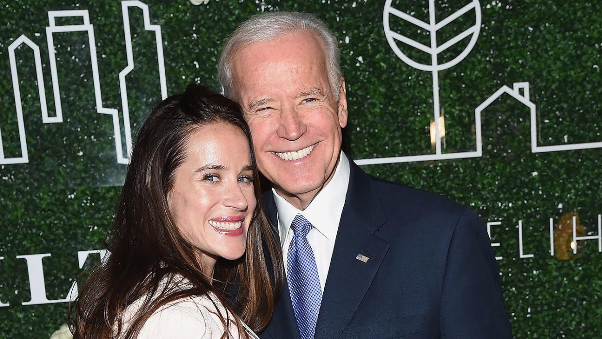 Founder of Livelihood, Ashley Biden and former Vice President Joe Biden attend Gilt x Livelihood launch event at Spring Place on February 7, 2017 in New York City.