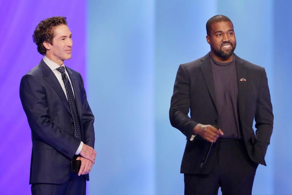 Joel Osteen and Kanye West | Michael Wyke/AP/Shutterstock